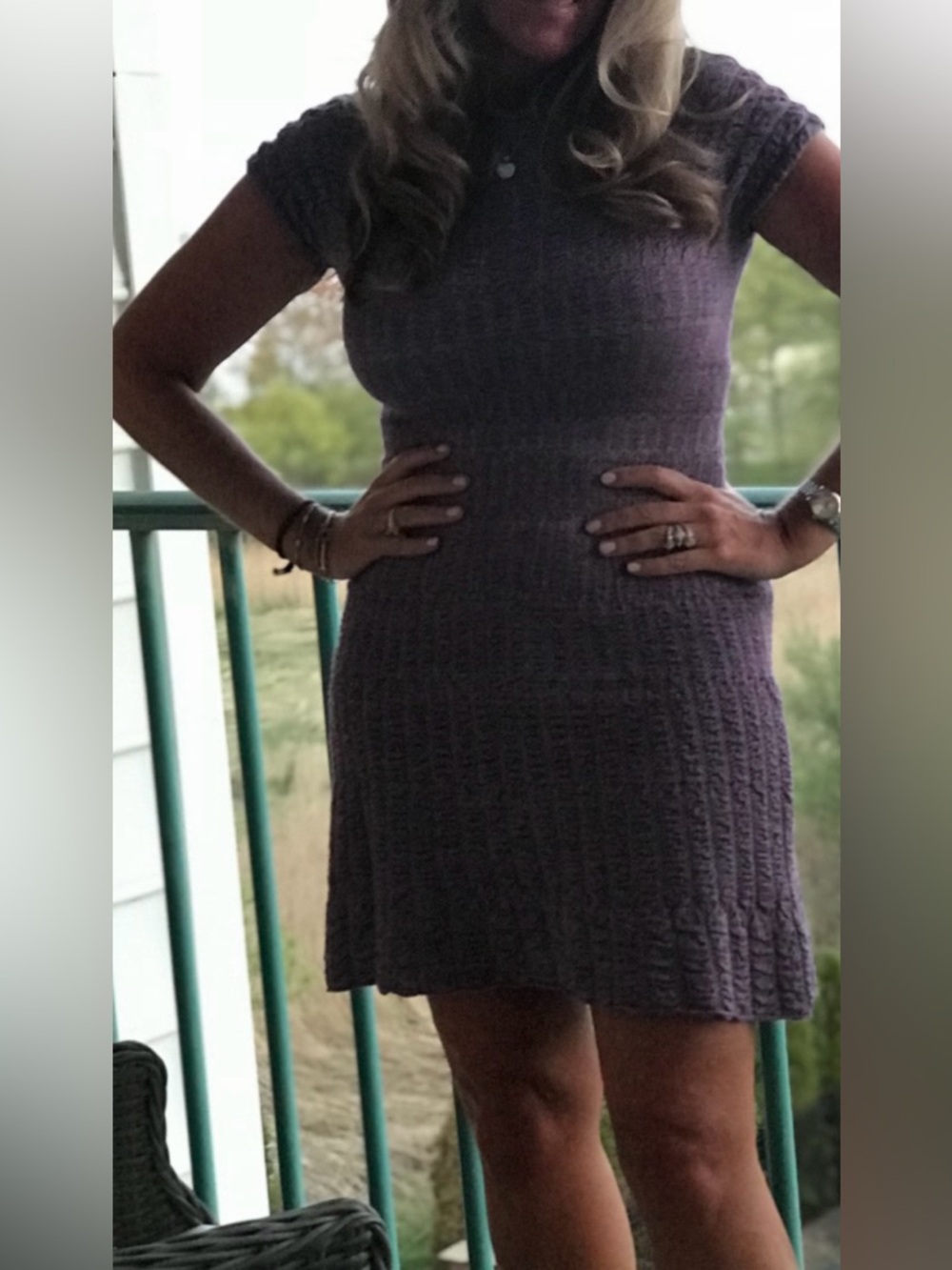 Missoni Knit Short-Sleeve Purple  chevron Sweater Dress size S